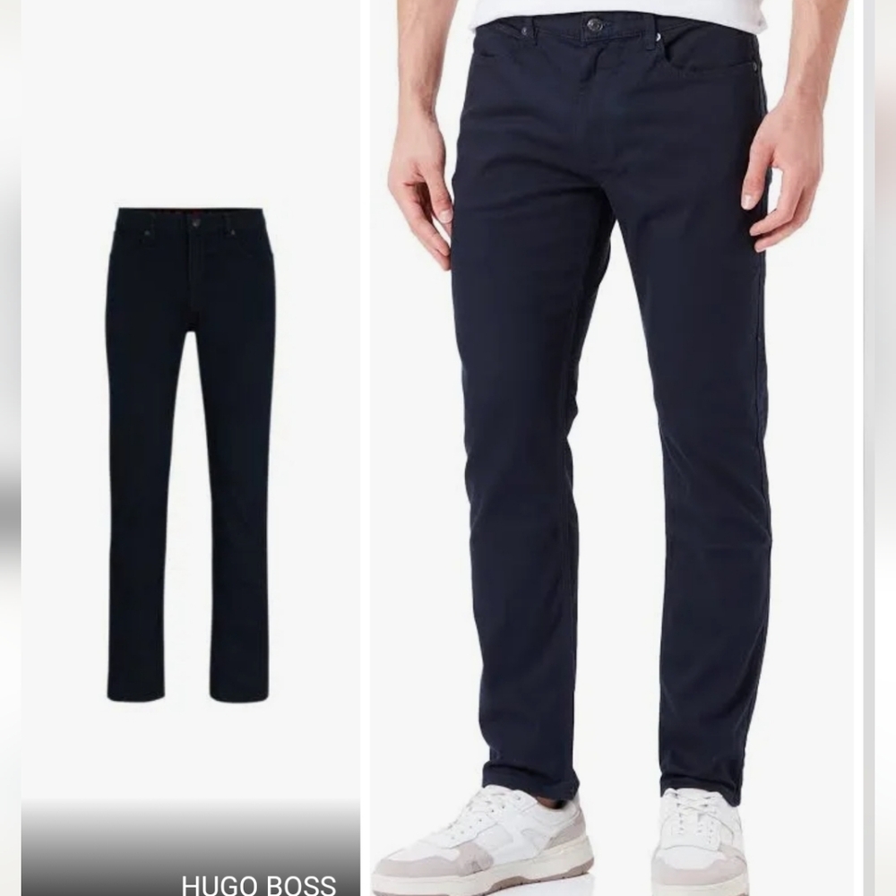 New HUGO BOSS 36/34 Men's 708 Denim Slim Comfort Stretch Jeans Dark Wash Blue